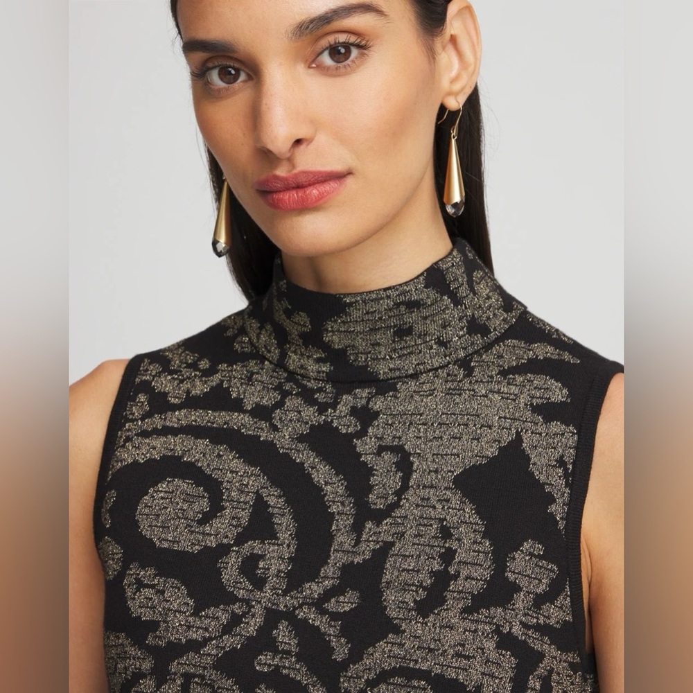 CHiCO’S Jacquard Mockneck Sweater Tank - Picture 2 of 5